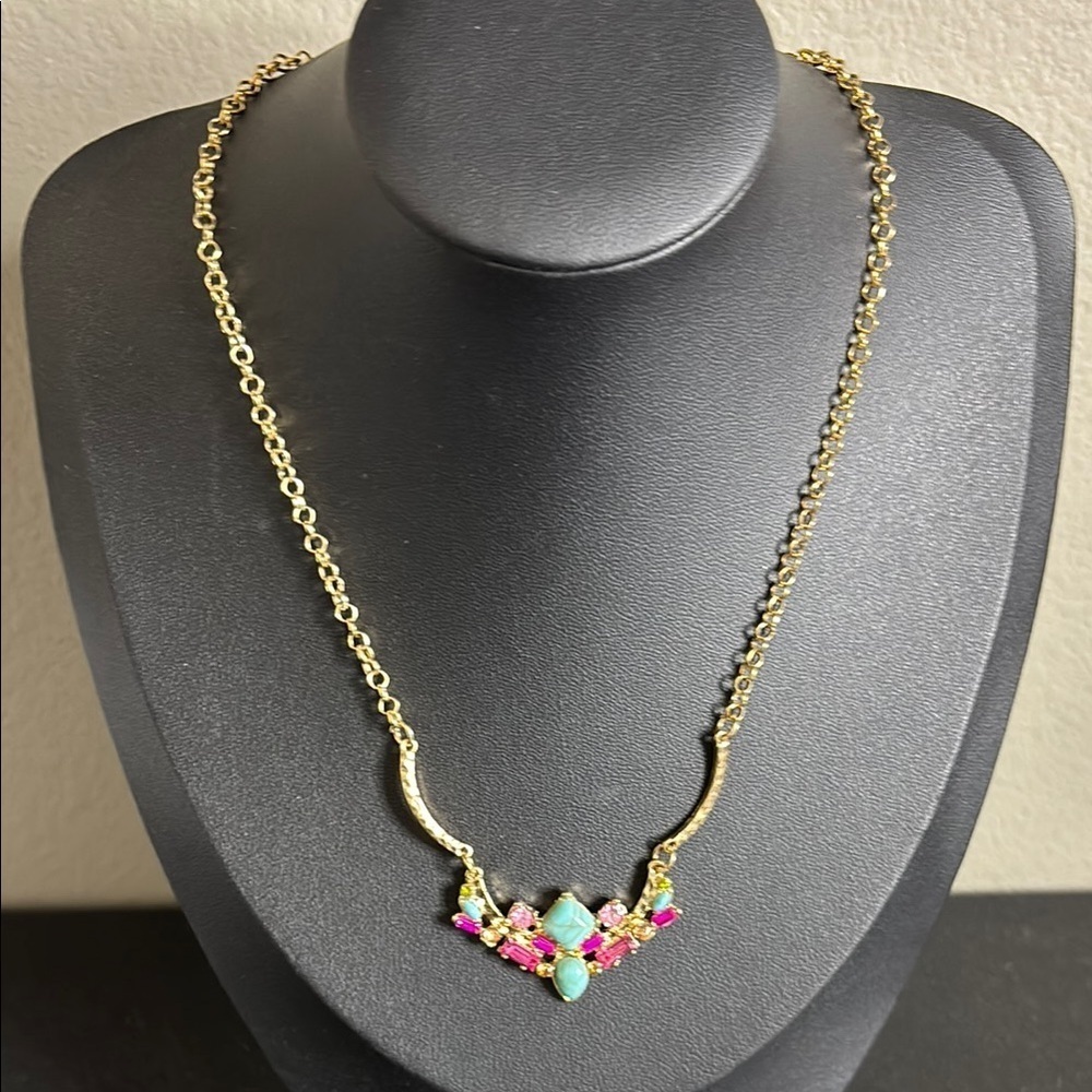 NWT Betsey Johnson Colorful Dainty Gold Tone Station Necklace